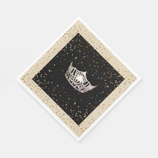 Miss Amerika Zilveren Kroon Gouden Sterren Papier  Servet (Hoek)