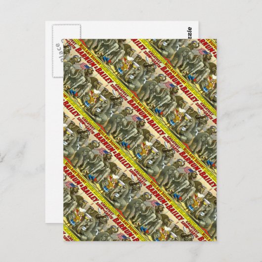 Miss Amy Dupont en War Elephants  Circus Briefkaart (Voorkant / Achterkant)