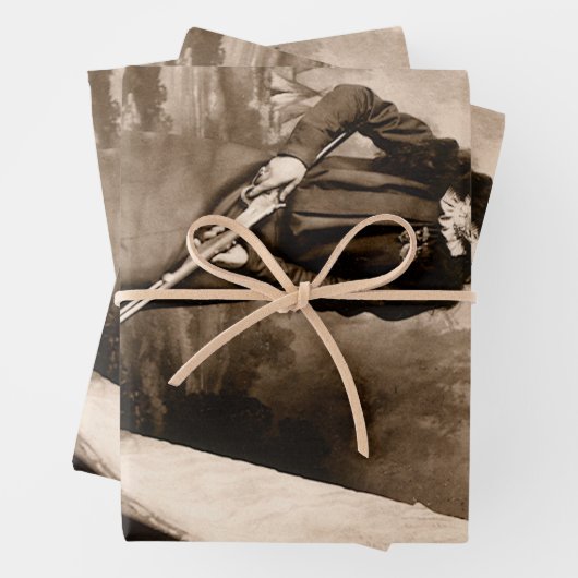 Miss Annie Oakley met Pistool, fotoportret Inpakpapier Vel (In situ)