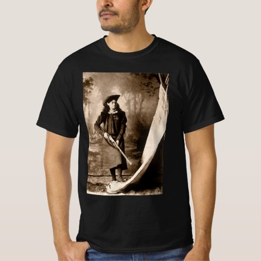 Miss Annie Oakley met Pistool,  fotoportret T-shirt (Voorkant)