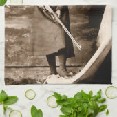 Miss Annie Oakley met Pistool,  fotoportret Theedoek (Gevouwen)