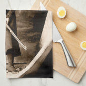 Miss Annie Oakley met Pistool,  fotoportret Theedoek (Quarter Fold)