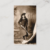 Miss Annie Oakley met Pistool,  fotoportret Visitekaartje (Achterkant)