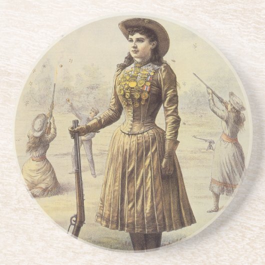  Miss Annie Oakley, Western meisje Zandsteen Onderzetter (Voorkant)