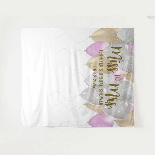 Miss Balloon Arch Fuchsia Gold Bridal achtergrond Wandkleed (Voorkant (horizontaal))