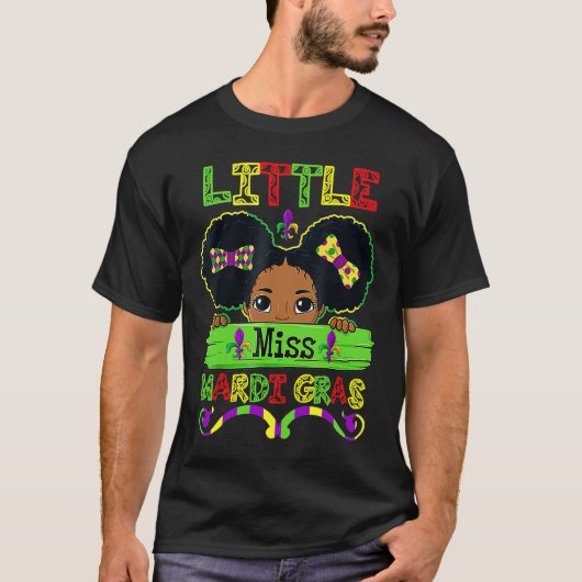 Miss Beads Mardi Gras Parade Cute Black Gir T-shirt (Voorkant)