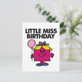 Miss Birthday met roze ballon Briefkaart (Staand voorkant)