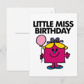 Miss Birthday met roze ballon Briefkaart (Voorkant / Achterkant)
