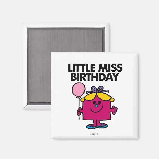 Miss Birthday met roze ballon Magneet (Voorkant / Achterkant)
