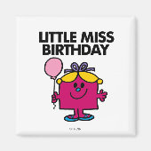 Miss Birthday met roze ballon Magneet (Voorkant)