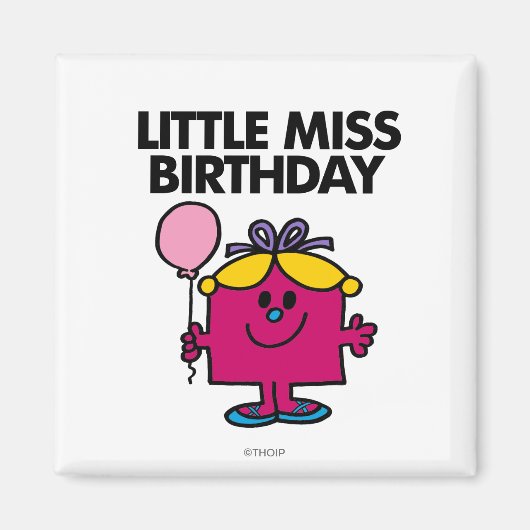Miss Birthday met roze ballon Magneet (Voorkant)