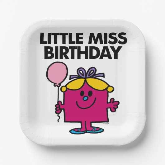 Miss Birthday met roze ballon Papieren Bordje (Voorkant)