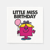Miss Birthday met roze ballon Servetten (Voorkant)