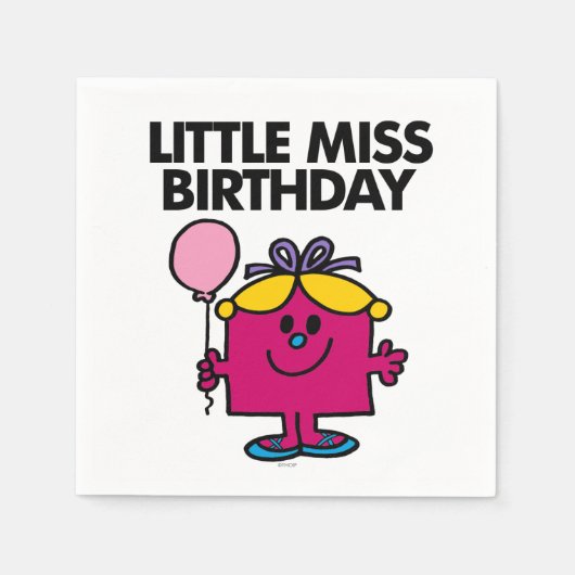 Miss Birthday met roze ballon Servetten (Voorkant)