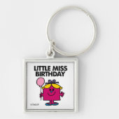 Miss Birthday met roze ballon Sleutelhanger (Voorkant)