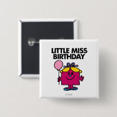 Miss Birthday met roze ballon Vierkante Button 5,1 Cm (Voorkant /achterkant)