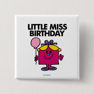Miss Birthday met roze ballon Vierkante Button 5,1 Cm