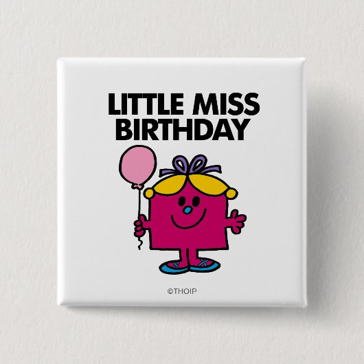 Miss Birthday met roze ballon Vierkante Button 5,1 Cm (Voorkant)
