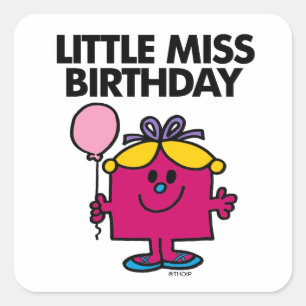 Miss Birthday met roze ballon Vierkante Sticker