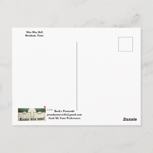 Miss Blue Bell Postcard Briefkaart (Achterkant)