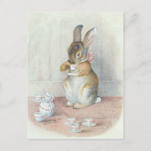 Miss Bunny Drink Tea Briefkaart