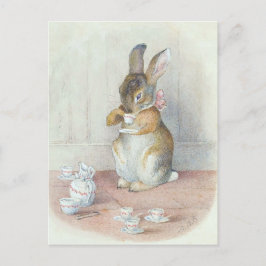 Miss Bunny Drink Tea Briefkaart