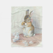 Miss Bunny Drink Tea Fleece Deken (Voorkant)