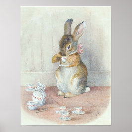 Miss Bunny drinkt thee kinderkamer muur Poster