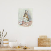 Miss Bunny drinkt thee kinderkamer muur Poster (Keuken)