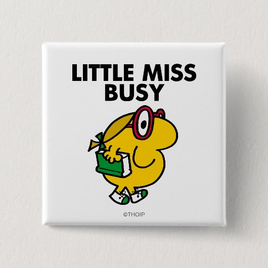 Miss Busy | Leestijd Vierkante Button 5,1 Cm (Voorkant)