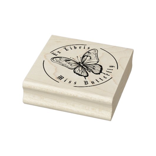 Miss Butterfly Zwart en Wit Gepersonaliseerd Rubberstempel (Stempel)