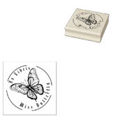 Miss Butterfly Zwart en Wit Gepersonaliseerd Rubberstempel (Gestempeld)