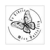 Miss Butterfly Zwart en Wit Gepersonaliseerd Rubberstempel (Afrduk)