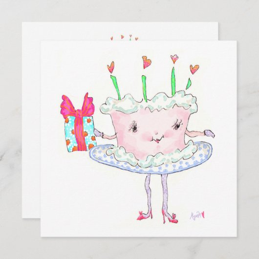 Miss Cake uitnodiging (Voorkant / Achterkant)