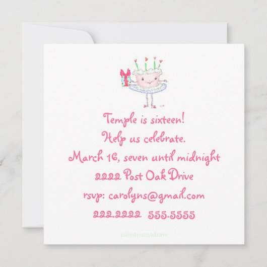 Miss Cake uitnodiging (Achterkant)