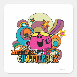 Miss Chatterbox en kleurrijke zwuiten Vierkante Sticker