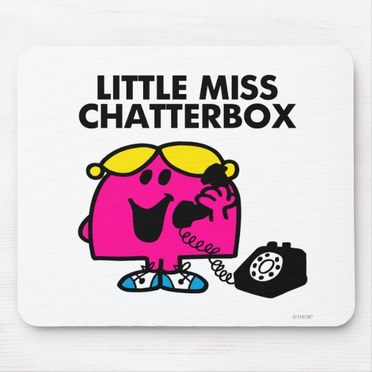 Miss Chatterbox en zwarte telefoon Muismat (Voorkant)