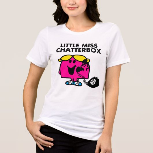 Miss Chatterbox en zwarte telefoon Tri-Blend Shirt (Voorkant)