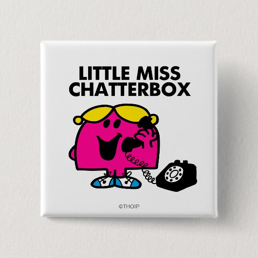 Miss Chatterbox en zwarte telefoon Vierkante Button 5,1 Cm (Voorkant)