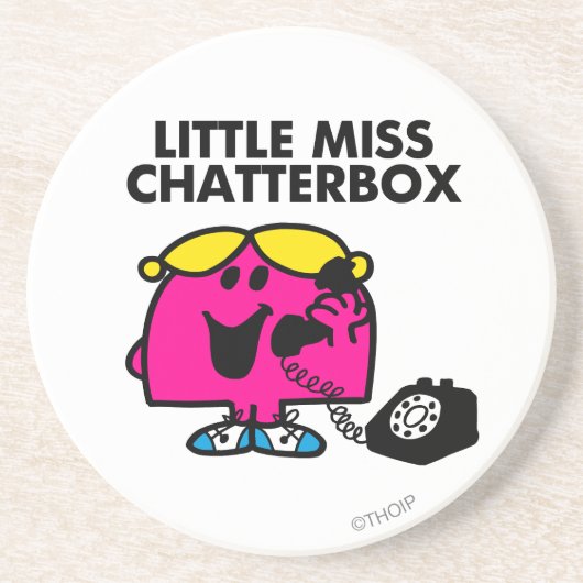 Miss Chatterbox en zwarte telefoon Zandsteen Onderzetter (Voorkant)