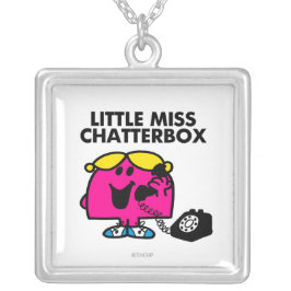 Miss Chatterbox en zwarte telefoon Zilver Vergulden Ketting