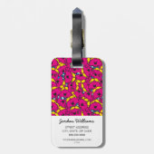 Miss Chatterbox | Helderroze patroon Bagagelabel (Achterkant verticaal)