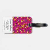 Miss Chatterbox | Helderroze patroon Bagagelabel (Achterkant horizontaal)