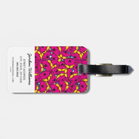 Miss Chatterbox | Helderroze patroon Bagagelabel (Achterkant horizontaal)