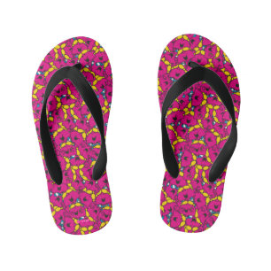 Miss Chatterbox   Helderroze patroon Kinder Teenslippers