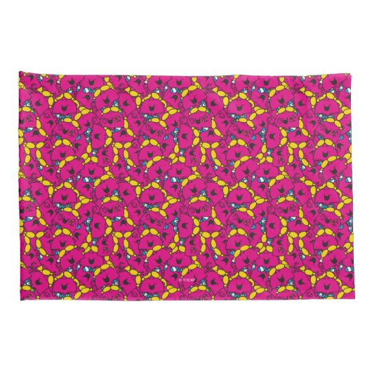 Miss Chatterbox | Helderroze patroon Kussensloop (Achterkant-Rechts)