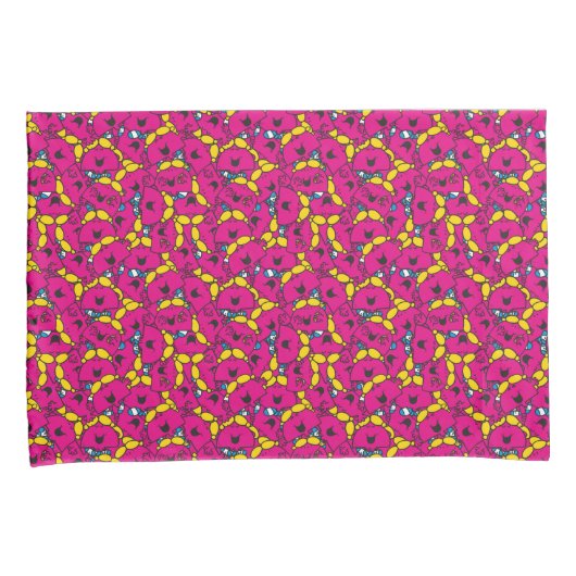 Miss Chatterbox | Helderroze patroon Kussensloop (Voorkant-Rechts)