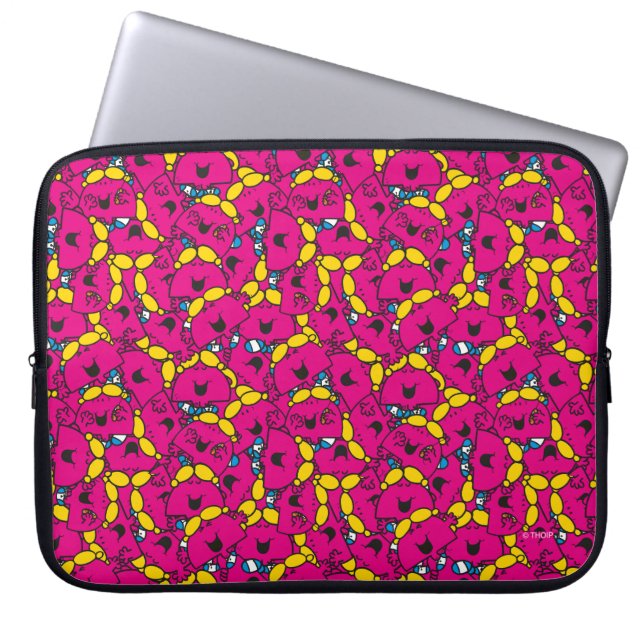 Miss Chatterbox | Helderroze patroon Laptop Sleeve (Voorkant)