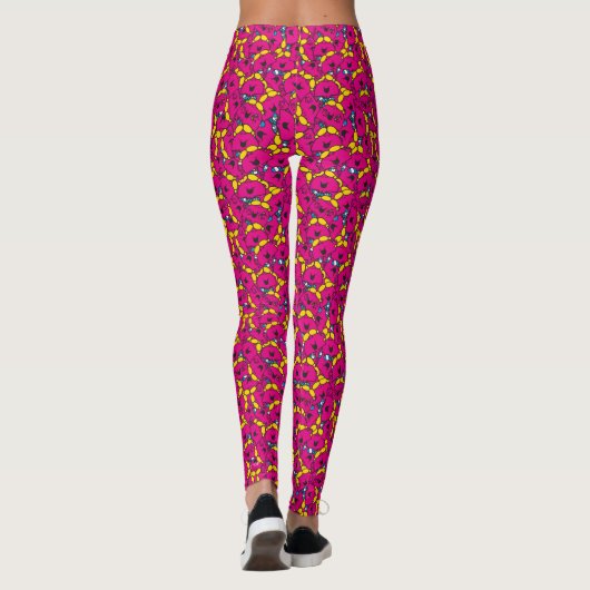 Miss Chatterbox | Helderroze patroon Leggings (Achterkant)