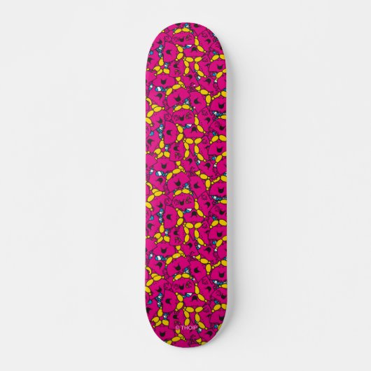 Miss Chatterbox | Helderroze patroon Skateboard (Voorkant)